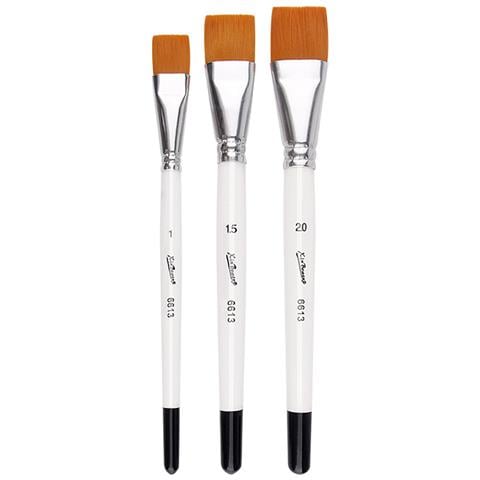 Set Di 3 Pennelli Corti In Legno Per Pittura A Olio White - Foto 5