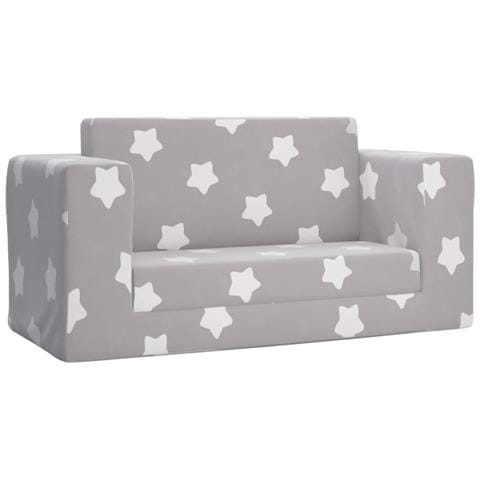 Divano Letto Bambini a 2 Posti Grigio Chiaro con Stelle Peluche - Foto 1