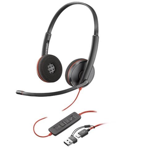 Cuffie stereo Blackwire 3220 con connettore USB-C + adattatore USB-C /A - Foto 1
