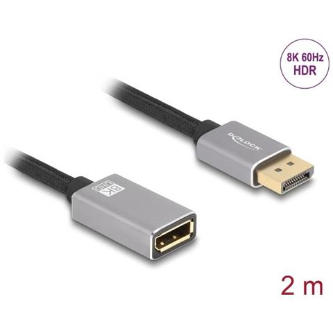 Displayport Verlängerungskabel 8k 60 Hz 2 M Grau Metall Ohne (81080) - Foto 1