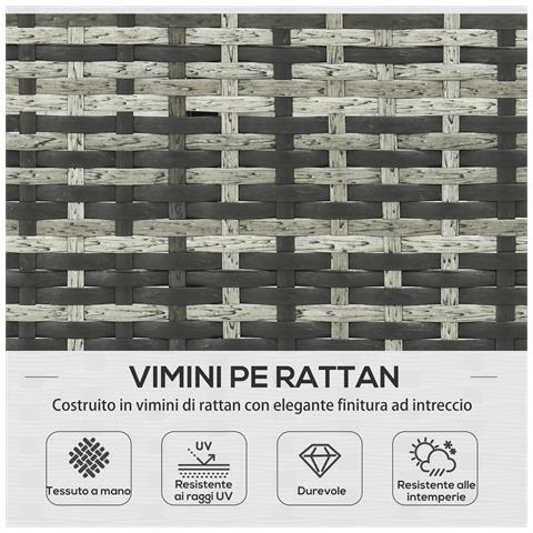 Salotto da Giardino con Divanetto, Chaise Longue e Tavolino in Rattan PE con Cuscini, Grigio - Foto 2