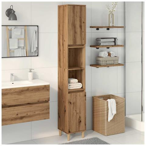 Armadietto Bagno Rovere 30x30x190 Cm Legno Multistrato - Foto 3