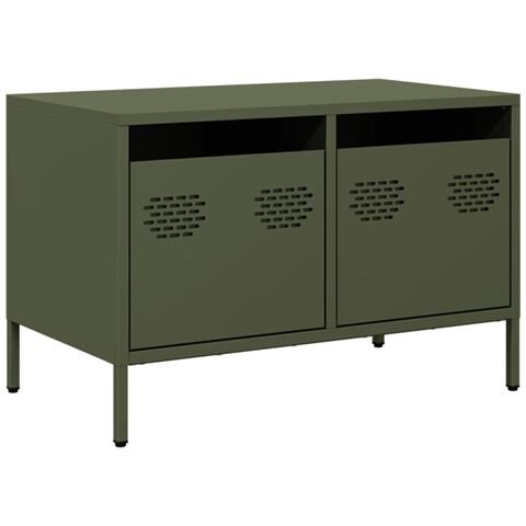 Mobile Tv Verde Oliva 68x39x43,5cm In Acciaio Laminato A Freddo - Foto 2