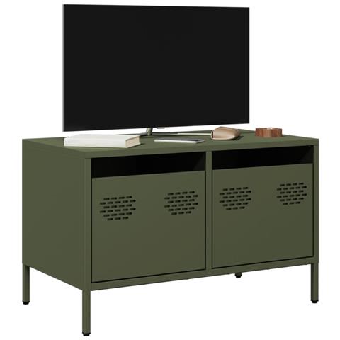 Mobile Tv Verde Oliva 68x39x43,5cm In Acciaio Laminato A Freddo - Foto 1