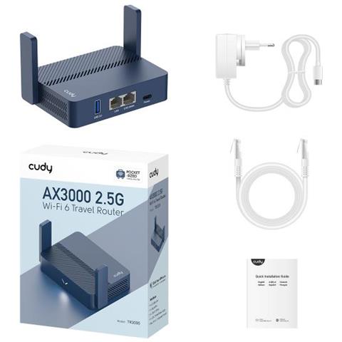 Cudy Ax3000 Router Wireless Gigabit Ethernet Blu - Foto 2