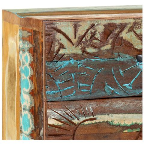 Comodino Intagliato A Mano 40x30x50 Cm In Massello Di Recupero - Foto 8