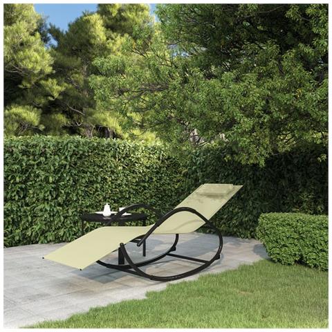 Lusso Casadino - Lettino Prendisole A Dondolo In Acciaio E Textilene Crema - Foto 6