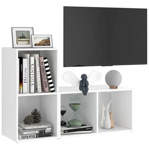 Mobili Porta Tv 2 Pz Bianco 72x35x36,5 Cm In Legno Multistrato - Foto 2