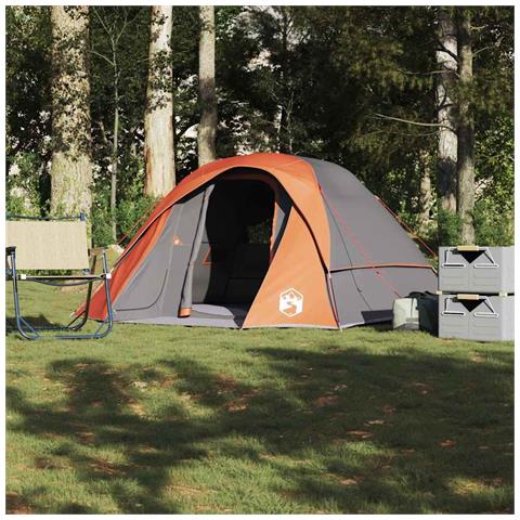 Tenda Familiare Cabina 6 Persone Grigia Arancione Impermeabile - Foto 1