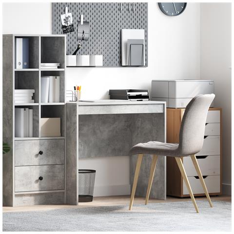 Scrivania in cemento grigio 80x50x76 cm legno ingegnerizzato - Foto 2
