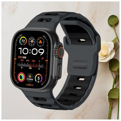Elegante Cinturino In Silicone Per Apple Watch 42/44/45/46/49mm Black - Foto 3