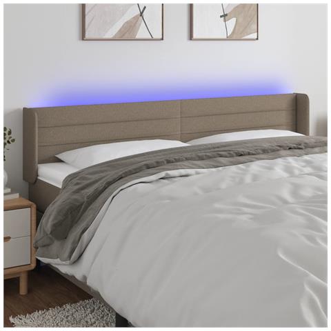 Testiera a LED Tortora 183x16x78/88 cm in Tessuto - Foto 2