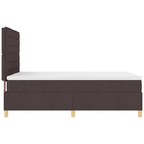 Letto con Rete a Molle e Materasso Marrone Scuro 140x200 cm in Tessuto - Foto 9