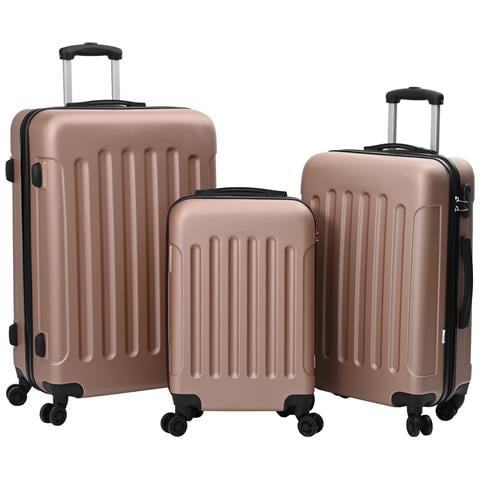 Set di Valigie 3 pcs Bagaglio Rigido Rosa Oro 20” 24” 28” ABS - Foto 1