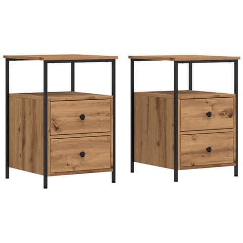 Comodini 2pz Rovere Artigianale 34x35,5x50 cm Legno Multistrato - Foto 1