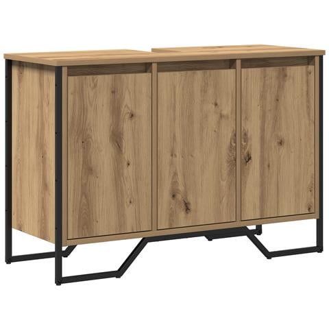 Mobiletto per Lavabo Rovere Artigianale 91x35x60 cm Legno ingegnerizzato - Foto 1