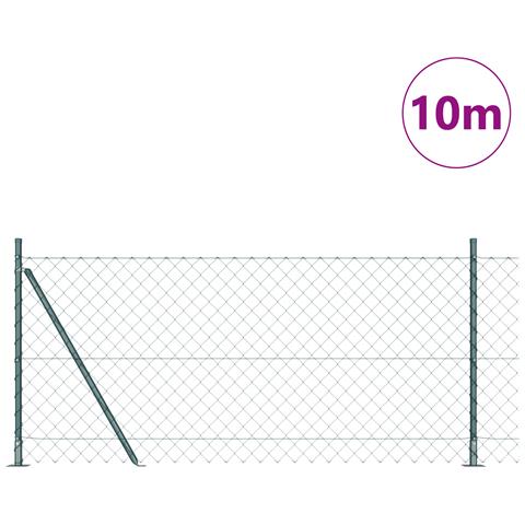 Recinzione in Rete Metallica con 7 Pali Flangiati 0.8x10 m in Acciaio Zincato - Foto 2