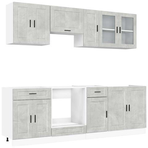 Set Mobili da Cucina 8 pz Kalmar Grigio Cemento in Truciolato - Foto 1