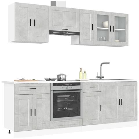 Set Mobili da Cucina 8 pz Kalmar Grigio Cemento in Truciolato - Foto 2