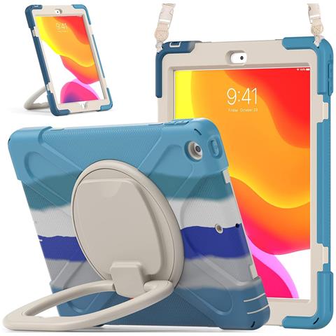 Custodia Per Ipad 9/8/7 10.2"" Con Supporto E Tracolla Blu - Foto 1
