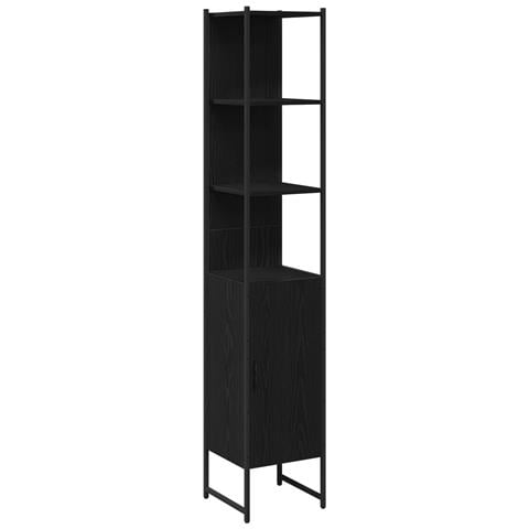 Armadio da Bagno Nero Rovere 33x33x185,5 cm in Legno Ingegnerizzato - Foto 1