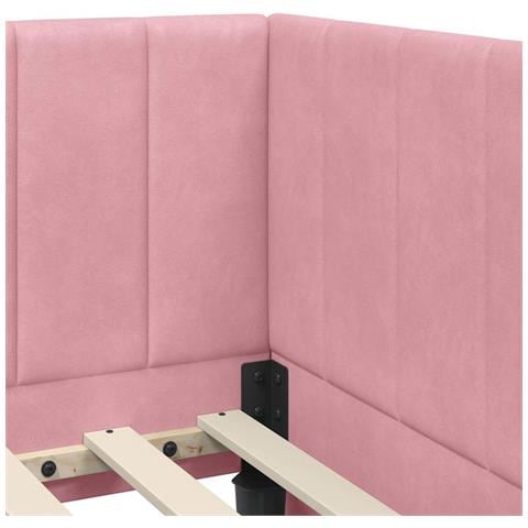 Cornice del letto ad angolo Rosa 90 x 200 cm Velluto - Foto 9