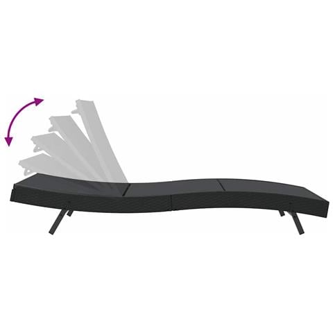 Lettino Nero 70 x 197 x 82 cm Rattan sintetico, Metallo - Foto 9