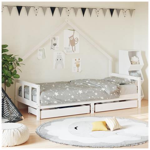 Giroletto Bambini con Cassetti Bianco 90x190 cm Massello Pino - Foto 2