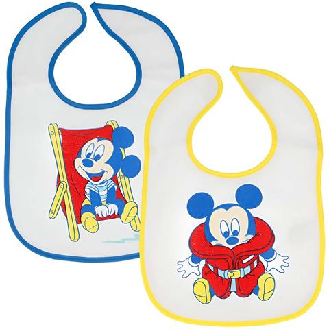 Confezione Da 2 Bavaglini Per Neonati Con Chiusura In Velcro E Decorazione Mickey, Multicolore - Foto 1