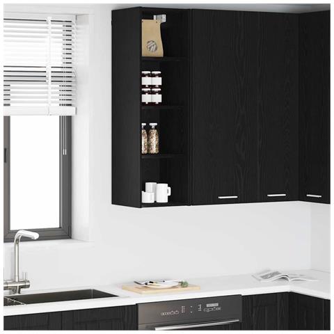 Armadio pensile Riga Rovere Nero 30 x 29,5 x 100 cm - Foto 2