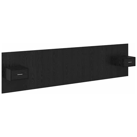Testata con Comodino 3 pcs Rovere Nero Legno multistrato - Foto 1