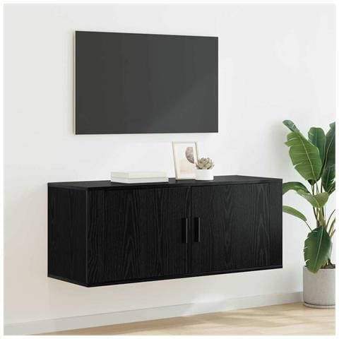Mobile TV da parete Rovere Nero 100 x 34,5 x 40 cm - Foto 2