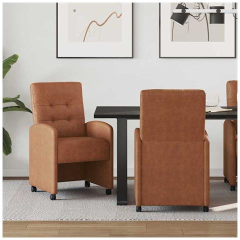Sedie da Pranzo con Ruote 2 pcs Marrone 57 x 67 x 98 cm - Foto 2