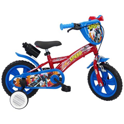 Sch Speed 12'' - Bicicletta Per Bambini (3-5 Anni), Ruote 12'', Telaio Acciaio, Con Accessori - Colore Rosso - Foto 1