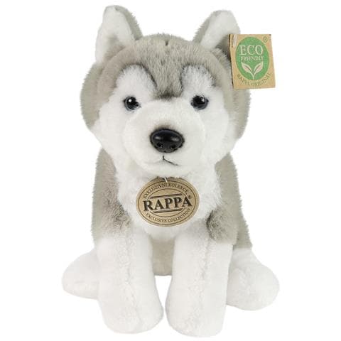 Peluche Cane Husky Seduto 23 Cm Edizione Eco-friendly Ultra Morbido, Grigio - Foto 1