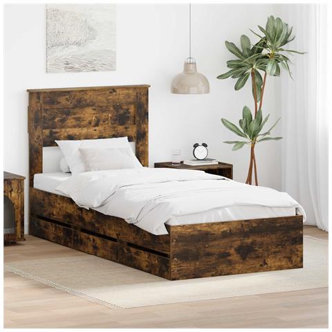 Struttura del letto con cassetto Rovere fumé 75 x 190 cm - Foto 2