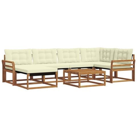 Set di divani da esterno con cuscino 19 pcs Naturale e Crema - Foto 1