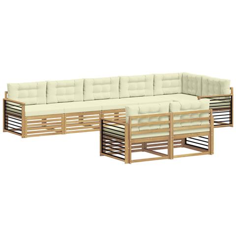 Set di divani da esterno 8 pcs Bianco e Crema Poliestere - Foto 1