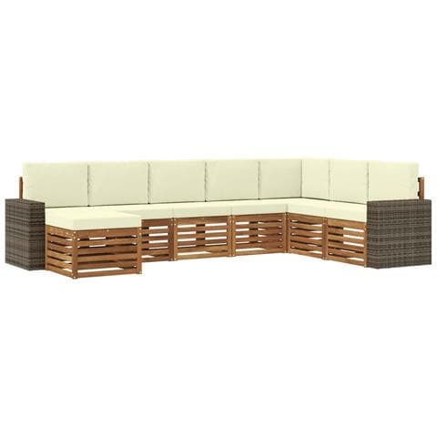 Set di divani da esterno con cuscino 8 pcs Naturale e Crema - Foto 1
