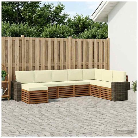 Set di divani da esterno con cuscino 8 pcs Naturale e Crema - Foto 2