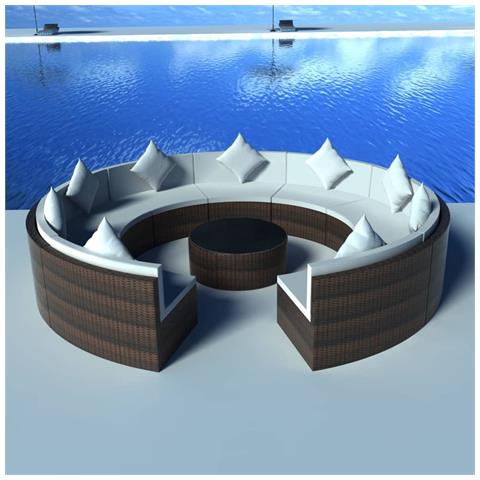 Set Divani da Giardino 10 pz con Cuscini in Polyrattan Marrone - Foto 2