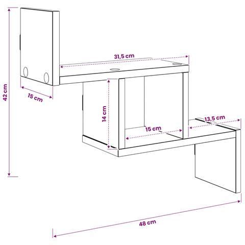 Scaffale da parete Rovere Artigianale 48 x 15 x 42 cm - Foto 8