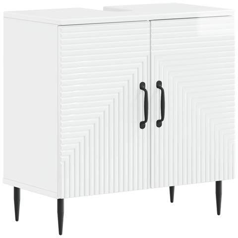 Set di Armadi da Bagno da 2 Pezzi HAARLEM Bianco Lucido - Foto 2