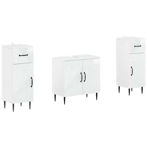Set di Armadi da Bagno da 2 Pezzi HAARLEM Bianco Lucido - Foto 1