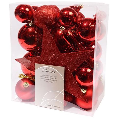 Sfere di Natale Assortite Piu Puntale Colore Rosso - Foto 1