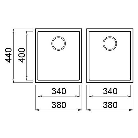 Lavello Quadra 200 Granitek Sottotop 38x44 cm 2 vasche Colore Grigio Cemento 48 - Foto 2