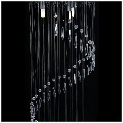 Lampadario Con Perle Di Cristallo A Spirale Argento G9 - Foto 5