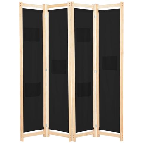 Divisorio A 4 Pannelli Nero 160x170x4 Cm In Tessuto - Foto 1