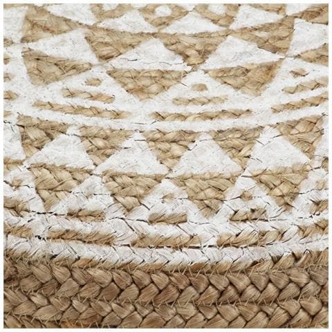 Pouf Lavorato A Mano Bianco 40x45 Cm In Juta - Foto 2