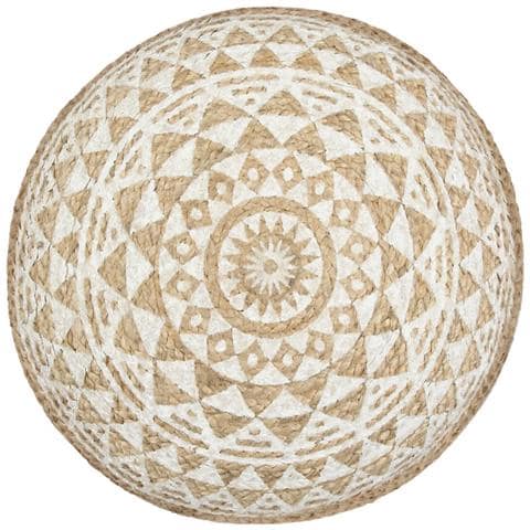 Pouf Lavorato A Mano Bianco 40x45 Cm In Juta - Foto 3
